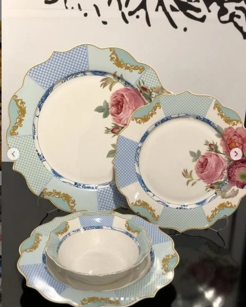 Unique Fabulous Multicolor Pattern 6 Persons 24 PCS Porcelain Turkish Made Dinner Set