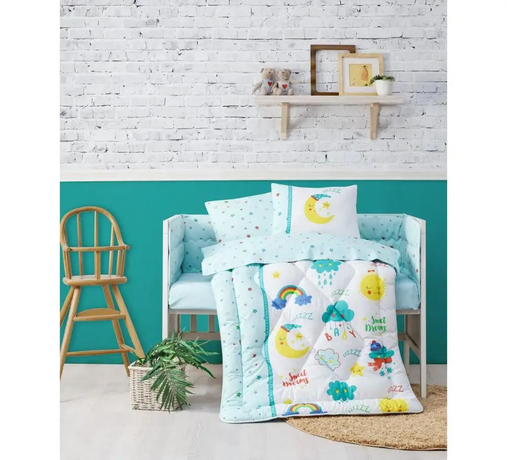 SLEEPER Infant Baby Crib Bedding Set Bumper For Boy Girl Nursery Cartoon Soft Antiallergic 100 % COTTON AQUALITY Made in Turkey