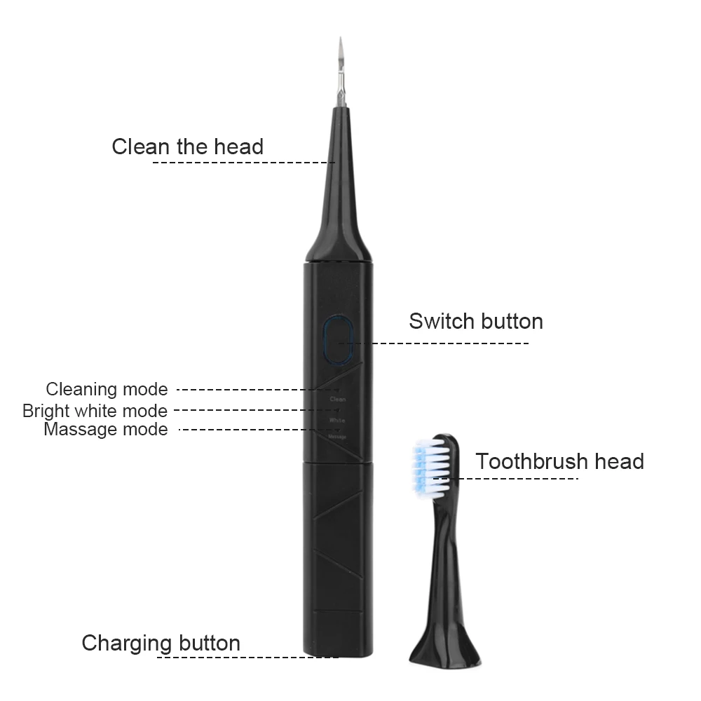 

Professional Toothbrush USB Rechargeable Toothbrush 3 Modes Tooth Cleaner Whitening Shock Toothbrush Travel