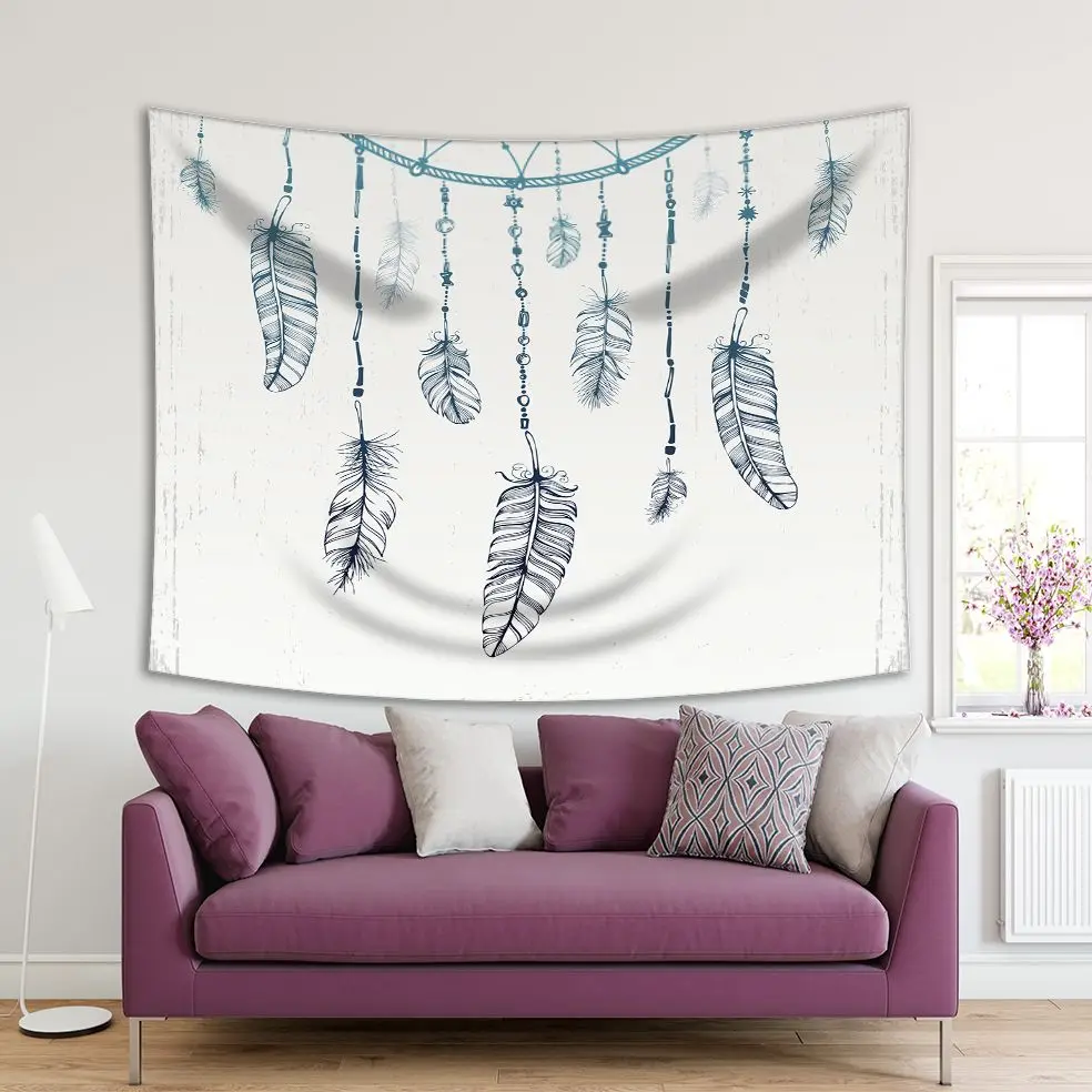 Гобелен Ловец снов с перьями шикарный бохо стиль украшение дома этническое