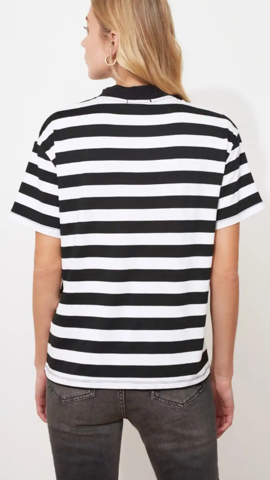 

ok Renkli izgili Basic Dik Yaka rme T-Shirt Kadn Giyim Gen Kz Giyim 2021 lkbahar Yaz Koleksiyonu