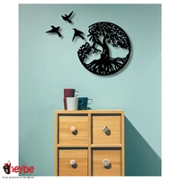 tree of life and birds wood wall decor painting nature living room bedroom home office decoration style new fashion trend art design luxury modern creative stylish quality gift souvenirs black color