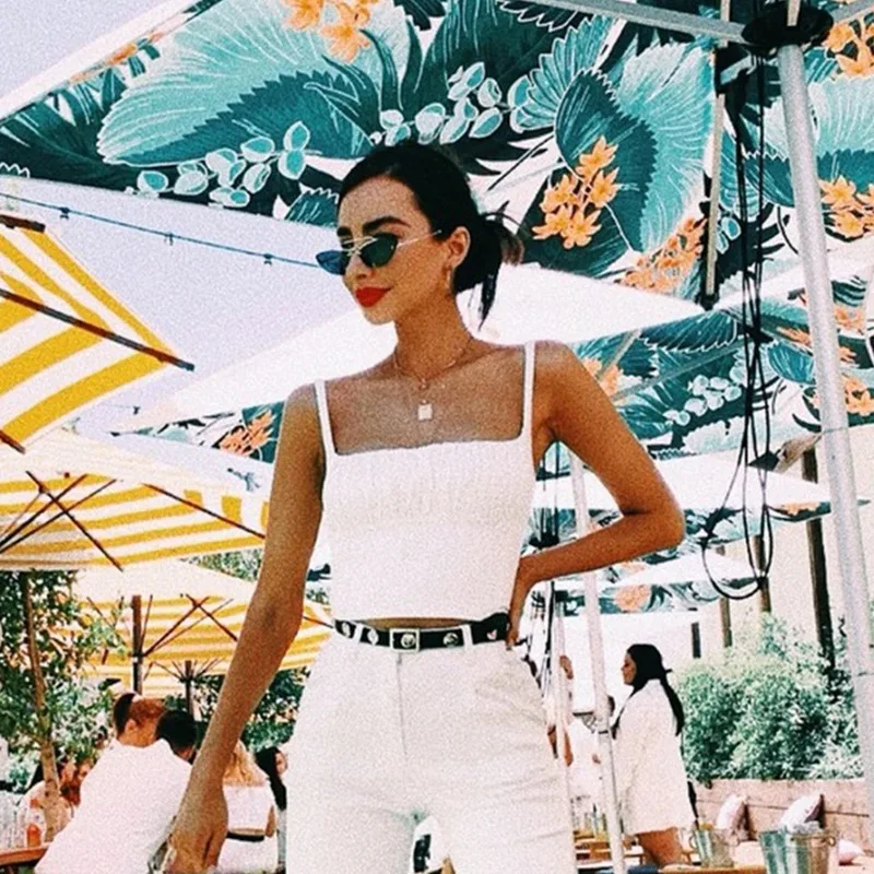 

Summer Casual Top Tees Women Sexy T-ShirtTank Tops Women Sleeveless Solid Color Slim Elastic Ruched Crop Top