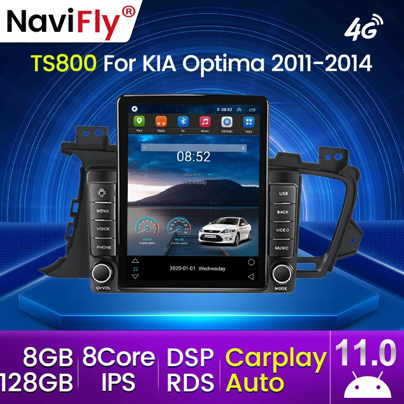Android 11 Carplay 4G LTE Для Tesla Вертикальный Автомобильное Радио Видео Стерео Kia K5 Optima 3 2011 -