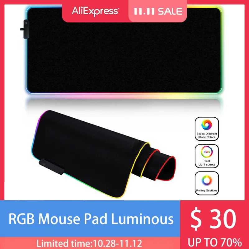 Светодиодный светильник игровой коврик для мыши RGB супер мягкий большой чехол