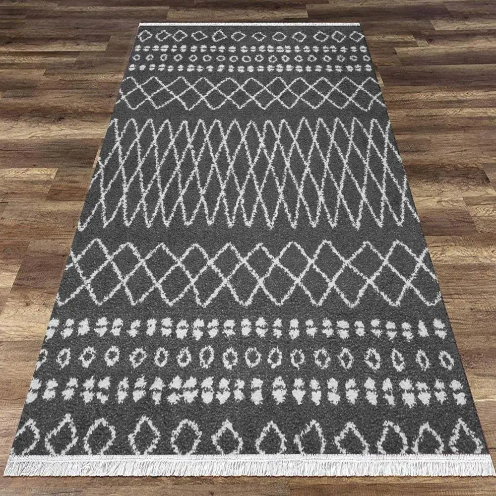 

Else Black White Lines Geometric Vintage Retro Aging 3d Print Anti Slip Kilim Washable Decorative Area Rug Bohemian Carpet