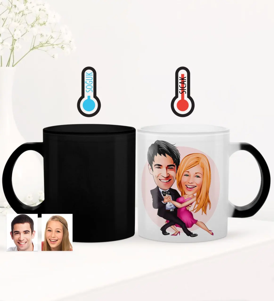 

Personalized Valentine Caricature Of Magic Glass Mug cup-13