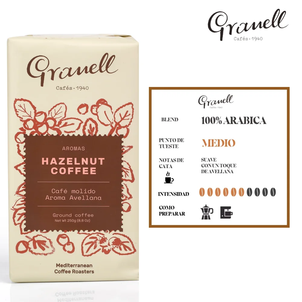 Cafes-1940 Granell - Pack tasting scents | Ground coffee-coffee with a touch of vanilla cinnamon Chocolate or hazelnut 1000g Продукты