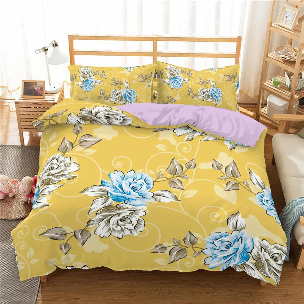 

Комплект постельного белья с цветочным 3D изображением растений, пододеяльники в скандинавском стиле, пододеяльник для спальни, королевы, п...