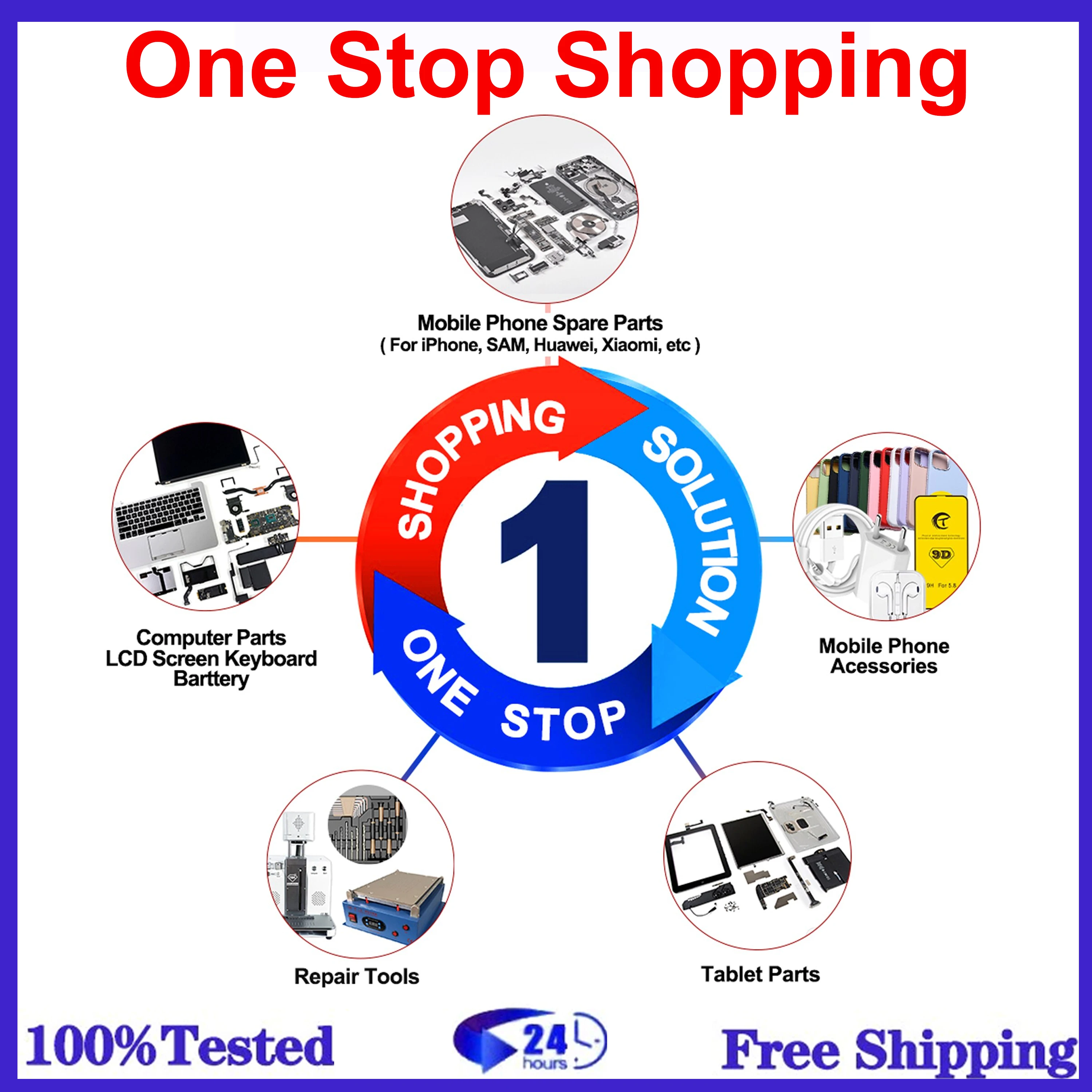 

One Stop Shopping Solution For iPhone Huawei Samsung Xiaomi Phone Case Earphone Charger Battery MacBook iPad Accessories Ete