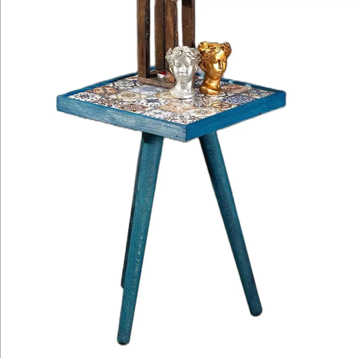 

Retro Custom Print Nesting Table 1 Piece Living Room Side Table Luxury Claite Blue White Side Table Tea Coffee Table Home