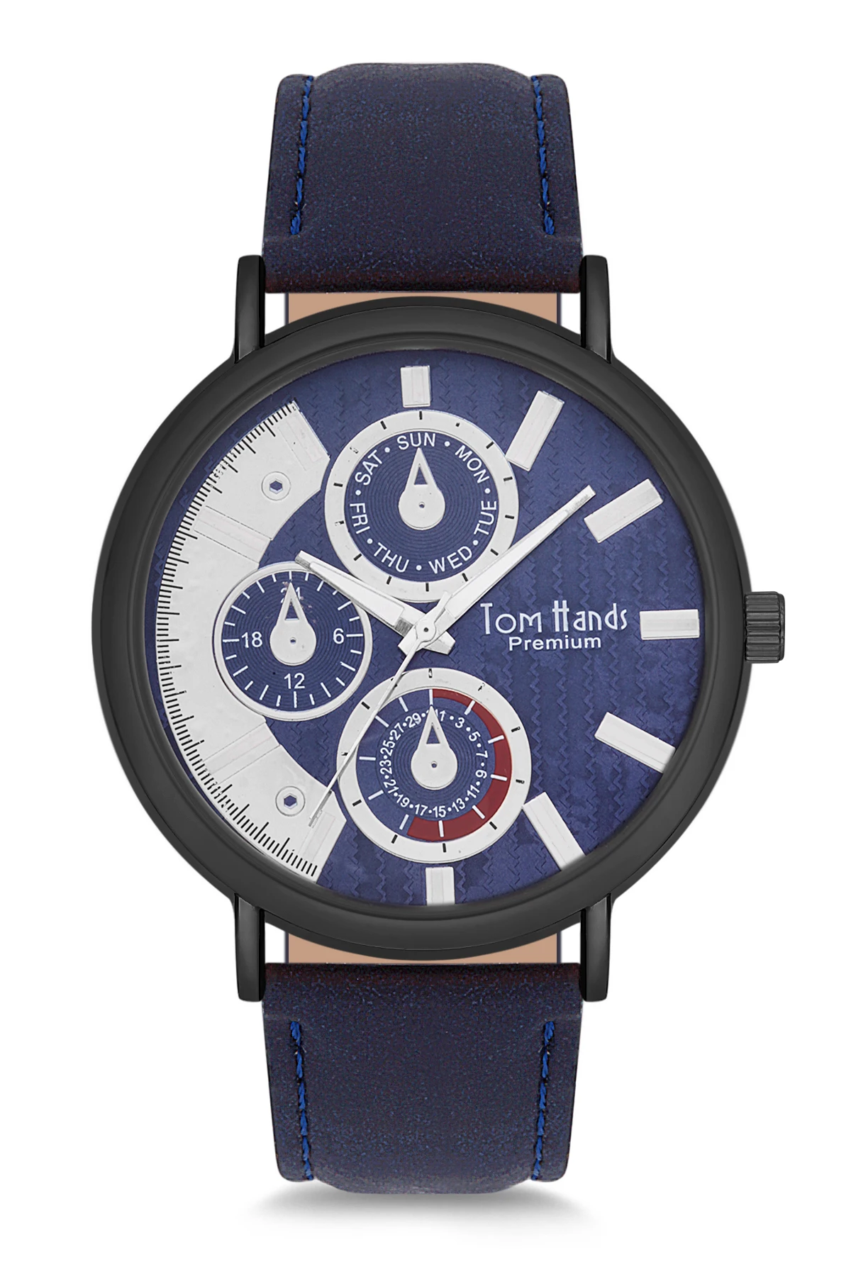 

2020 top Brand Luxury Fashion Men 'S Navy Blue Leather Quartz Wristwatches Clock THST1-T0320-ED773 Tom & Hands