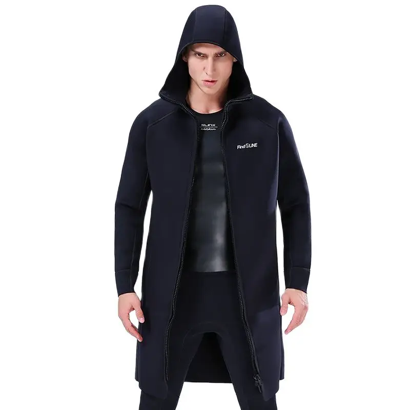 

SLINX Men 3mm Neoprene Diving Suit Long Diving Coat Sunscreen Hooded Windbreaker Wetsuit Quick Drying Dive Jacket