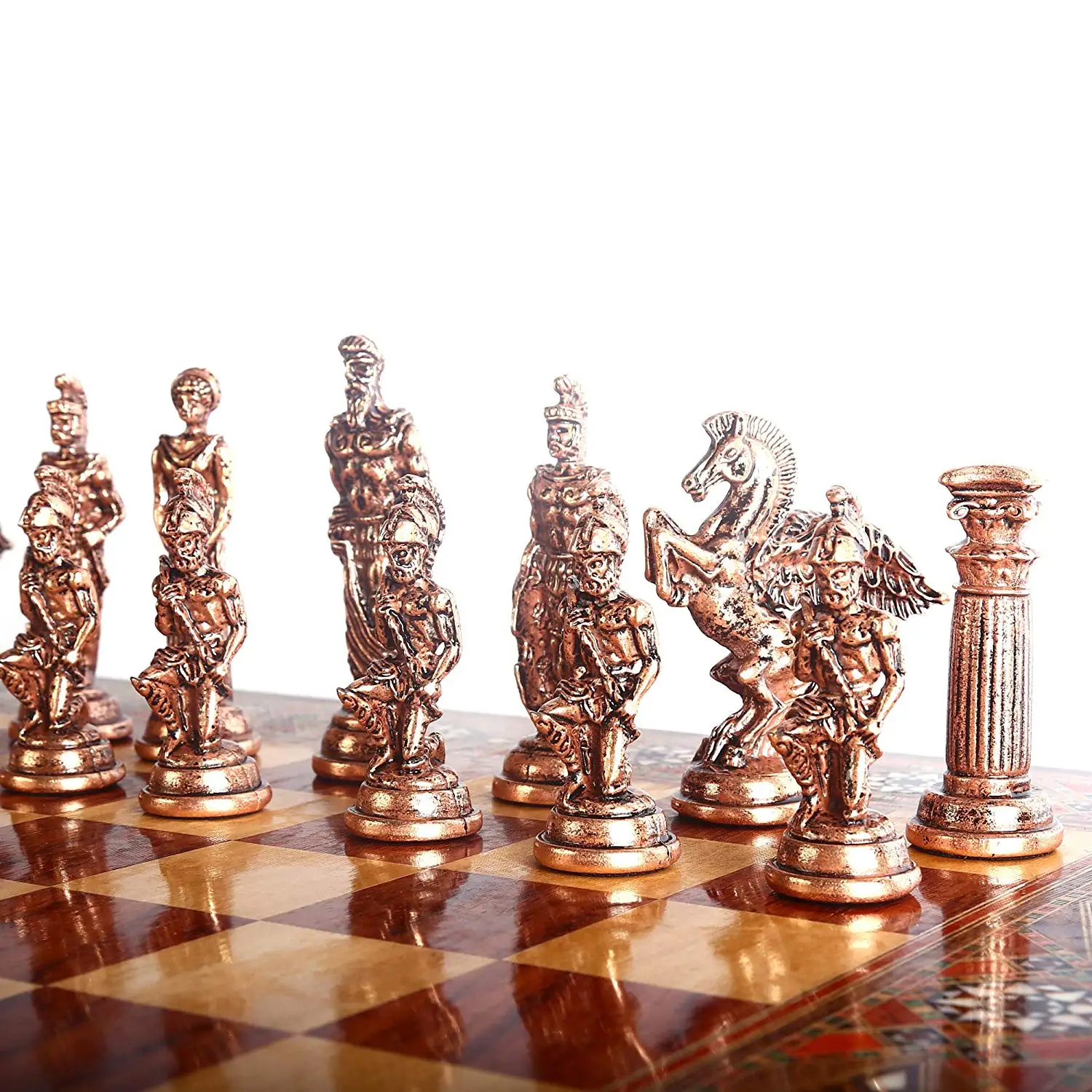 (Only Chess Pieces) Antique Copper Mythologic Pegasus Figures Handmade Metal Pieces Big Size 9.5cm(Board is Not Included) | Спорт и