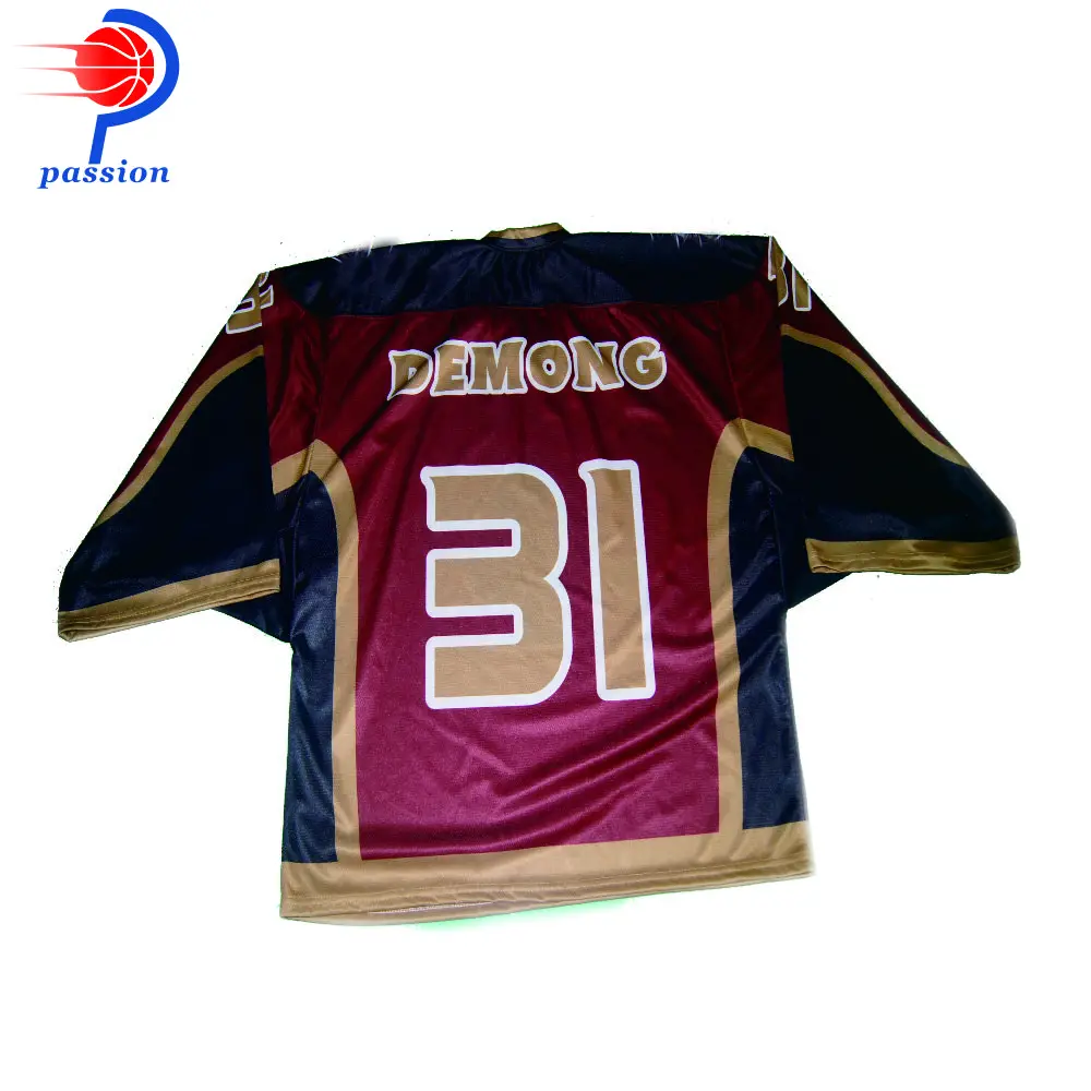 MOQ 5 pcs $40 each Factory Wholesale Price Maroon Hockey Goalie Jersey Shirts For Games | Спорт и развлечения