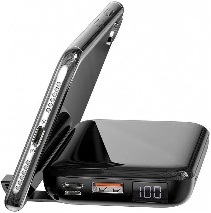Внешний аккумулятор с беспроводной зарядкой Baseus Mini S Bracket 10W 10000mAh 18W Чёрный |