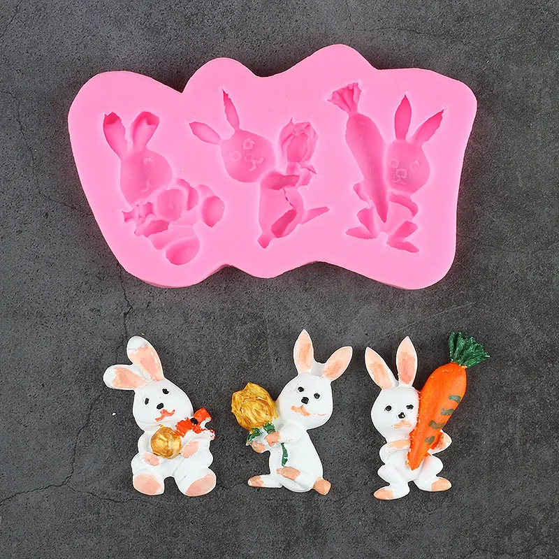 

Силиконовые формы в виде маленького кролика, «сделай сам», пасхальное яйцо, кролик, конфеты, глина, шоколад, Аксессуары для выпечки