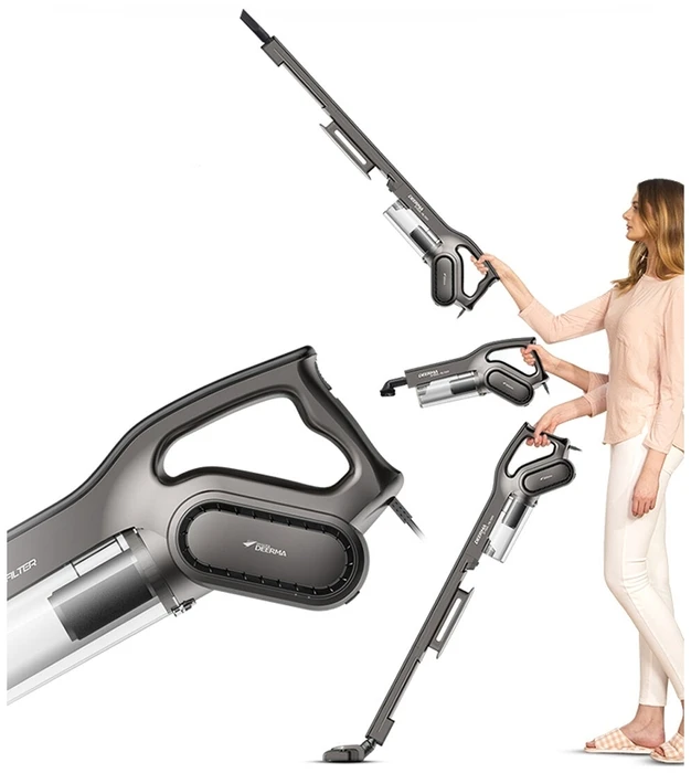 Вертикальный пылесос Deerma Vacuum Cleaner (DX700S|DX700) (черный/Белый) Пылесборник 0.8 л Мощность