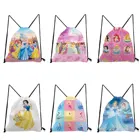 Рюкзак Принцессы Диснея, Белоснежка, мультяшная сумка на шнурке для девочек, сумка для книг, сумка для хранения подарков, Маленькая детская сумка для книг с индивидуальным рисунком