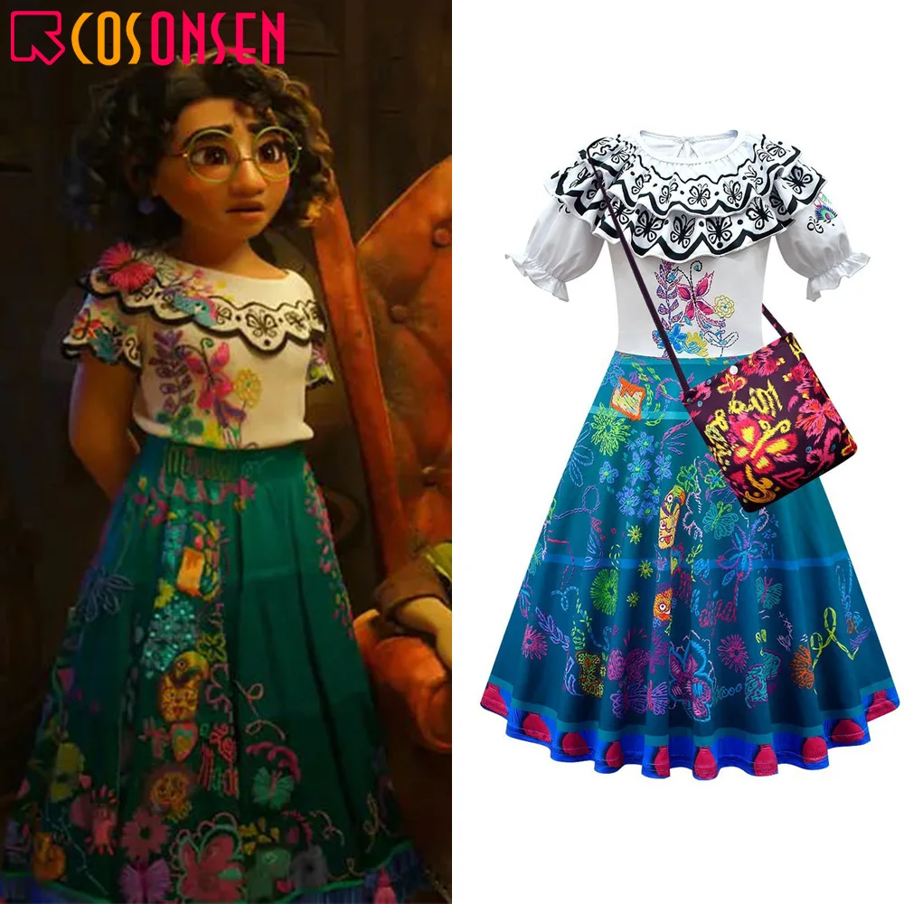 

Encanto Mirabella Costume Kids Girl Princess Dress Isabela Luisa Madrigal Cosplay Halloween Cosplay