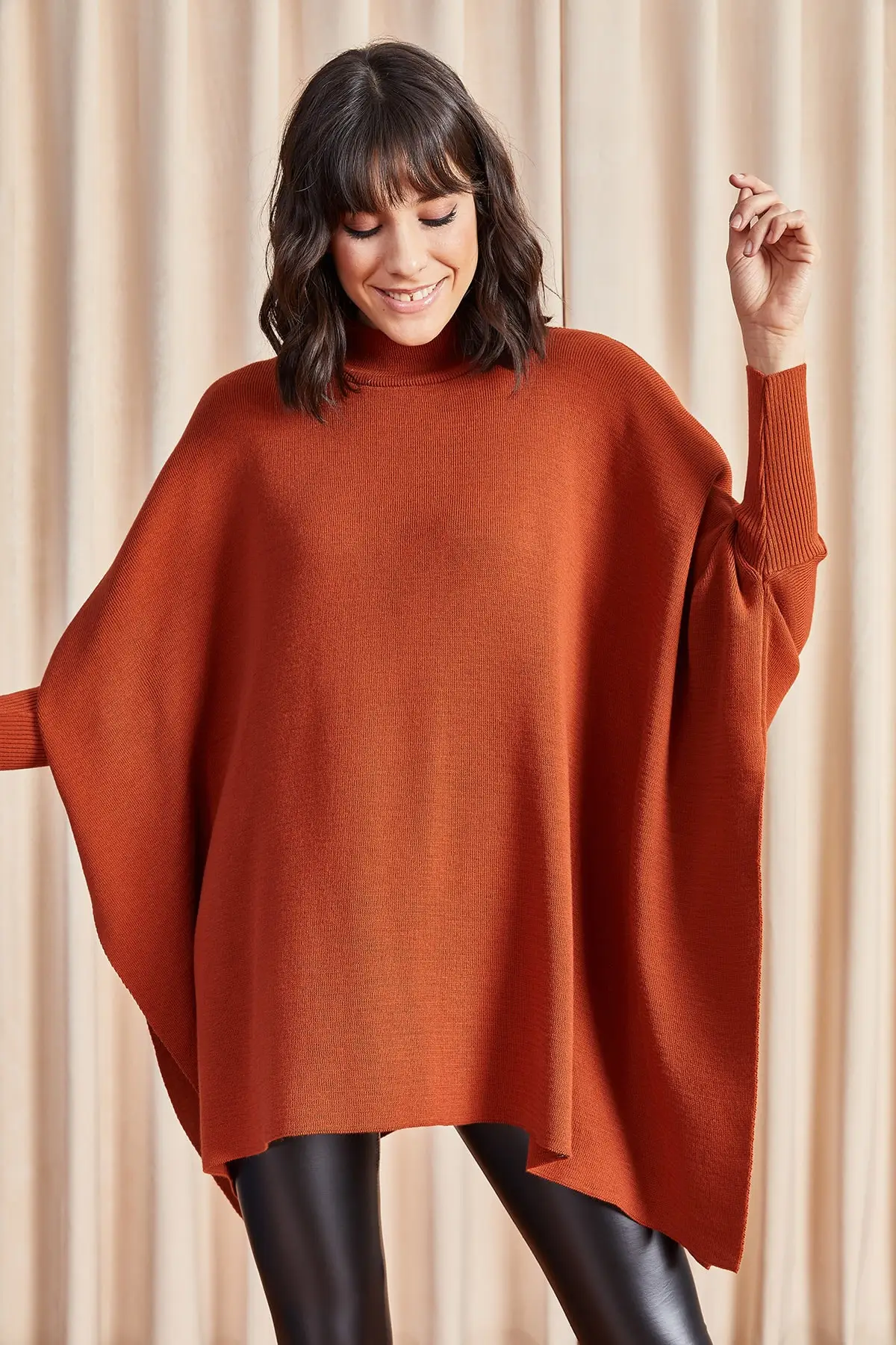 Ola Women Half Turtleneck Bat Sweater Tunic TNK-19000040 |