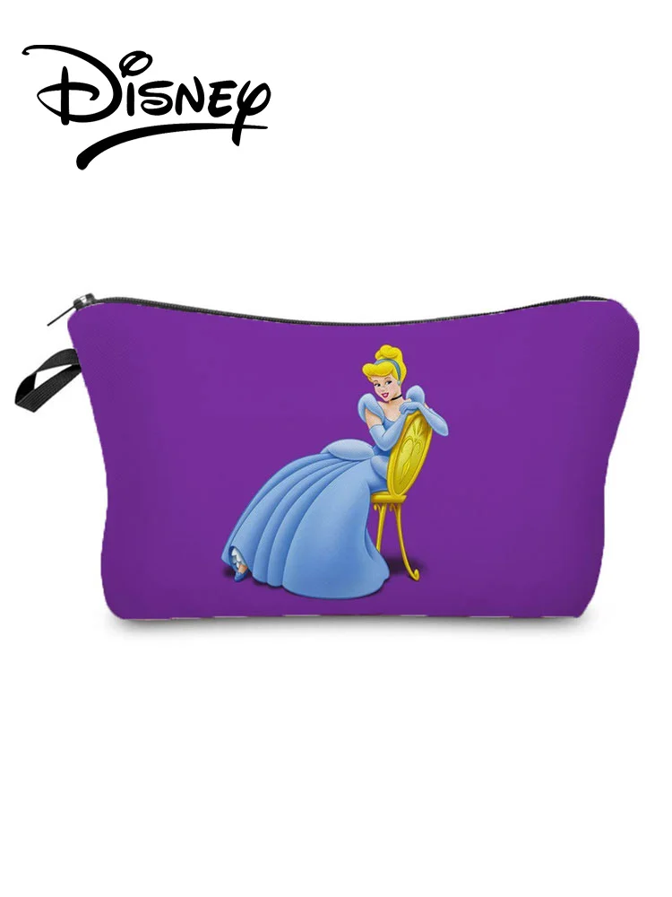

Disney Princess Cinderella Cosmetic Bag Cartoon Makeup Bag Child Organizer Bag Girl Pencil Case Gift Travel Mini Wash Bag Purple