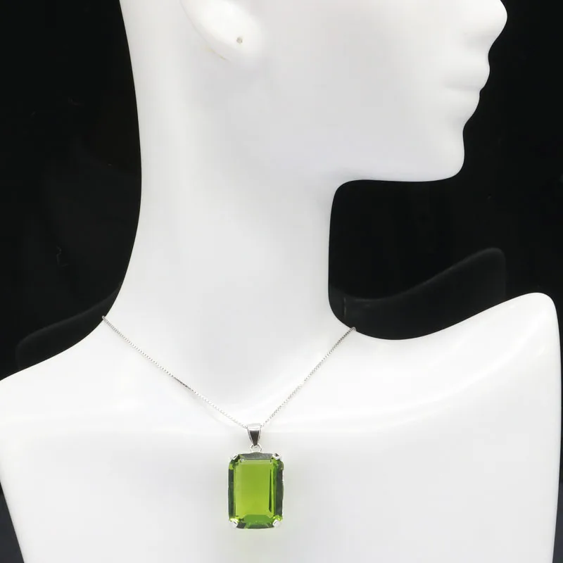 Женская подвеска из чистого серебра 925 пробы Зеленый Перидот Золотой Цитрин 28x13