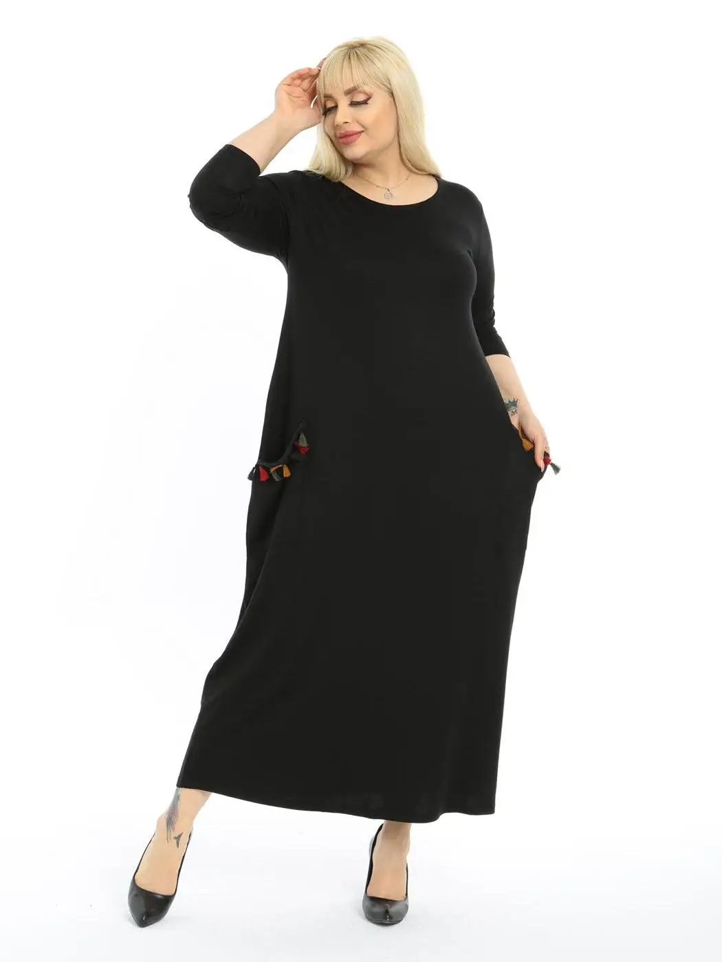 

Plus Size Women Clothing 2022 Summer Solid Color Straight Ankle-Length Lycra Knitted Viscose Made in Turkey XL 2XL 3XL 4XL 5XL