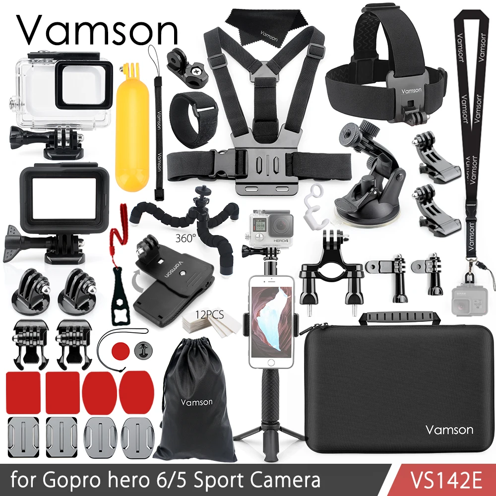 Vamson для Gopro Hero 7 6 5 комплект аксессуаров для шеи водонепроницаемый корпус Чехол-рамка плавучий поплавок для камеры Go pro Hero 6 5 VS142