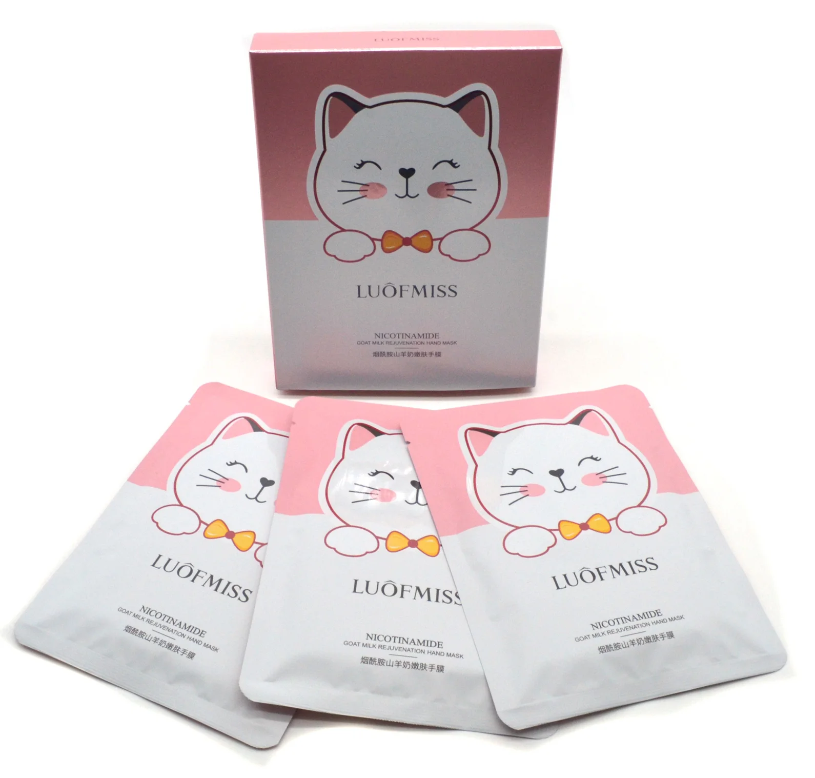 Luofmiss mask hand glove nicotinamide 3 PCs set by 35g moisturizing nutrition skin care body Female Anti Aging |