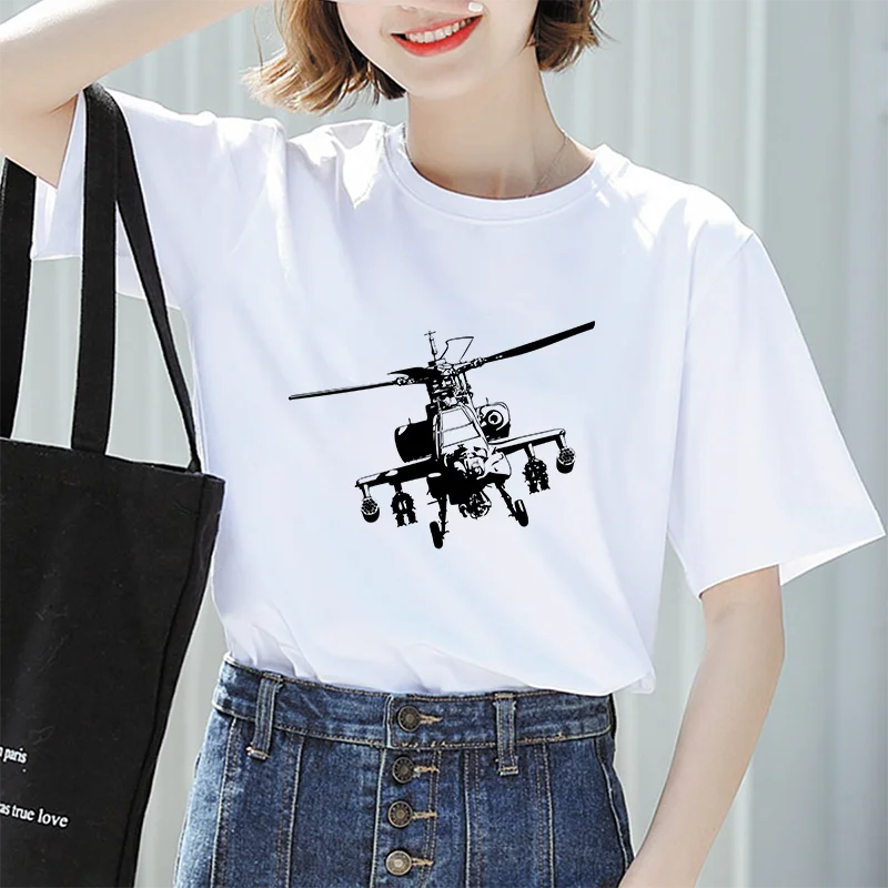 

Женская футболка с коротким рукавом, с принтом вертолета