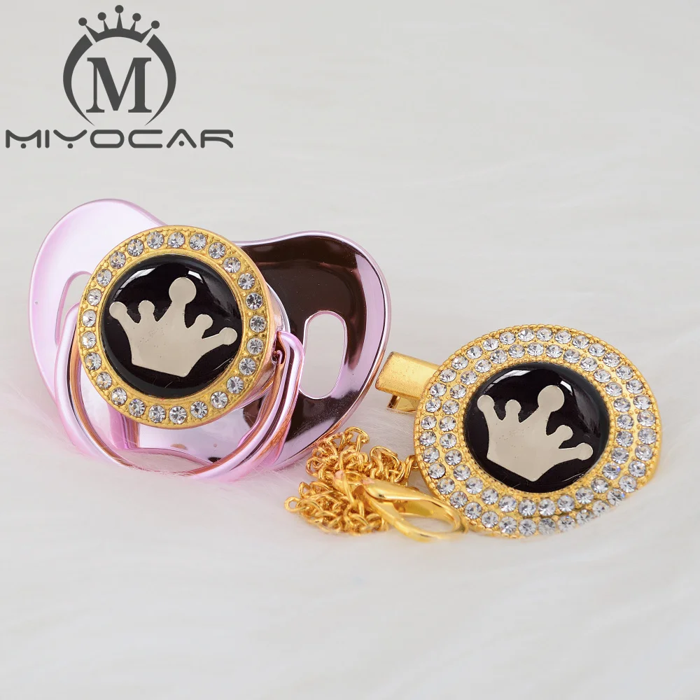 MIYOCAR, 7 цветов, корона, прекрасная, красивая, золотая, блестящая, Соска-пустышка, клипса, BPA бесплатно, пустышка, блестящая, уникальный дизайн, GCR