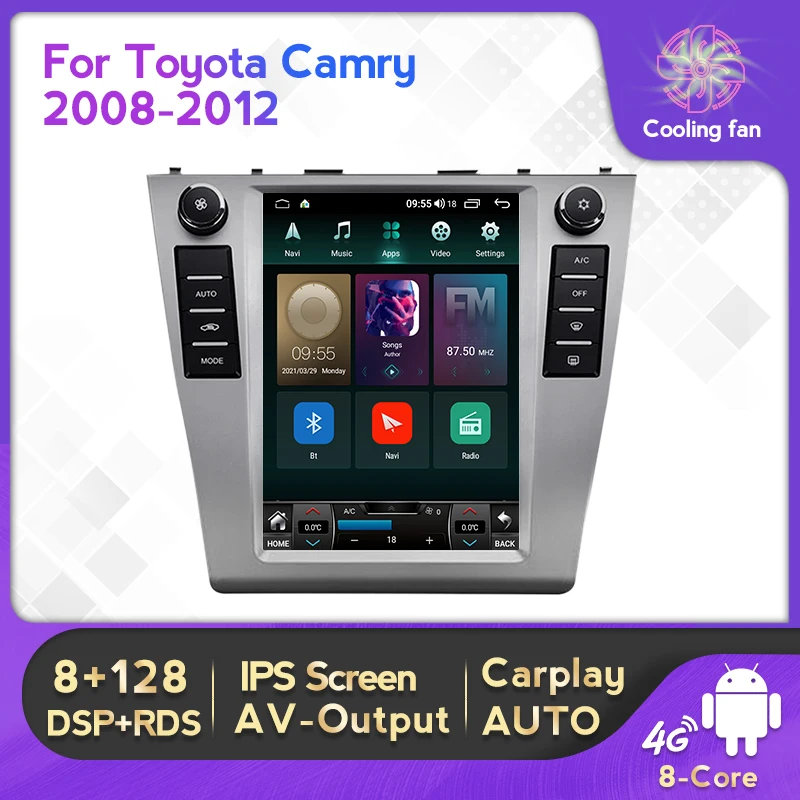 Автомобильный радиоприемник 8G + 128G для Toyota Camry 6 XV 40 50 2006-2011 мультимедийный экран