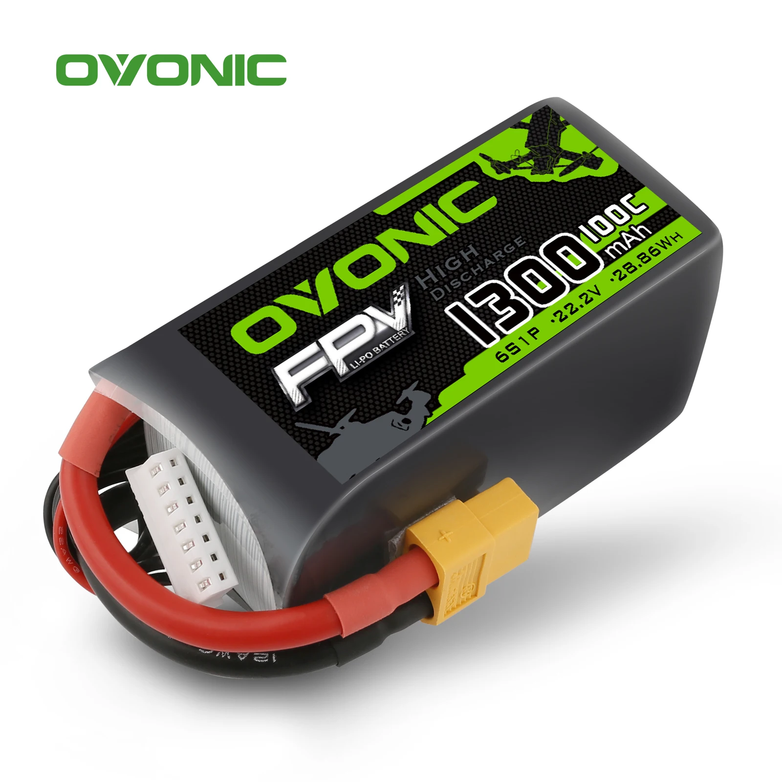 OVONIC 22.2V 100C 6S 1300mAh LiPo Battery Pack with XT60 Plug for Freestyle FPV Quadcopter 4PCS 1PCS
