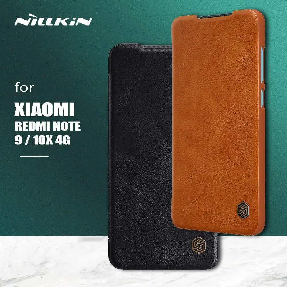 

Nillkin for Xiaomi Redmi Note 9 10X 4G Qin Flip Leather Case Wallet Card Slot Soft Touch Phone Case for Redmi Note 9 10X 4G Case