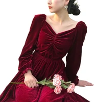 vs110008 spring french lady engaged marry rose hepburn style velvet formal dress