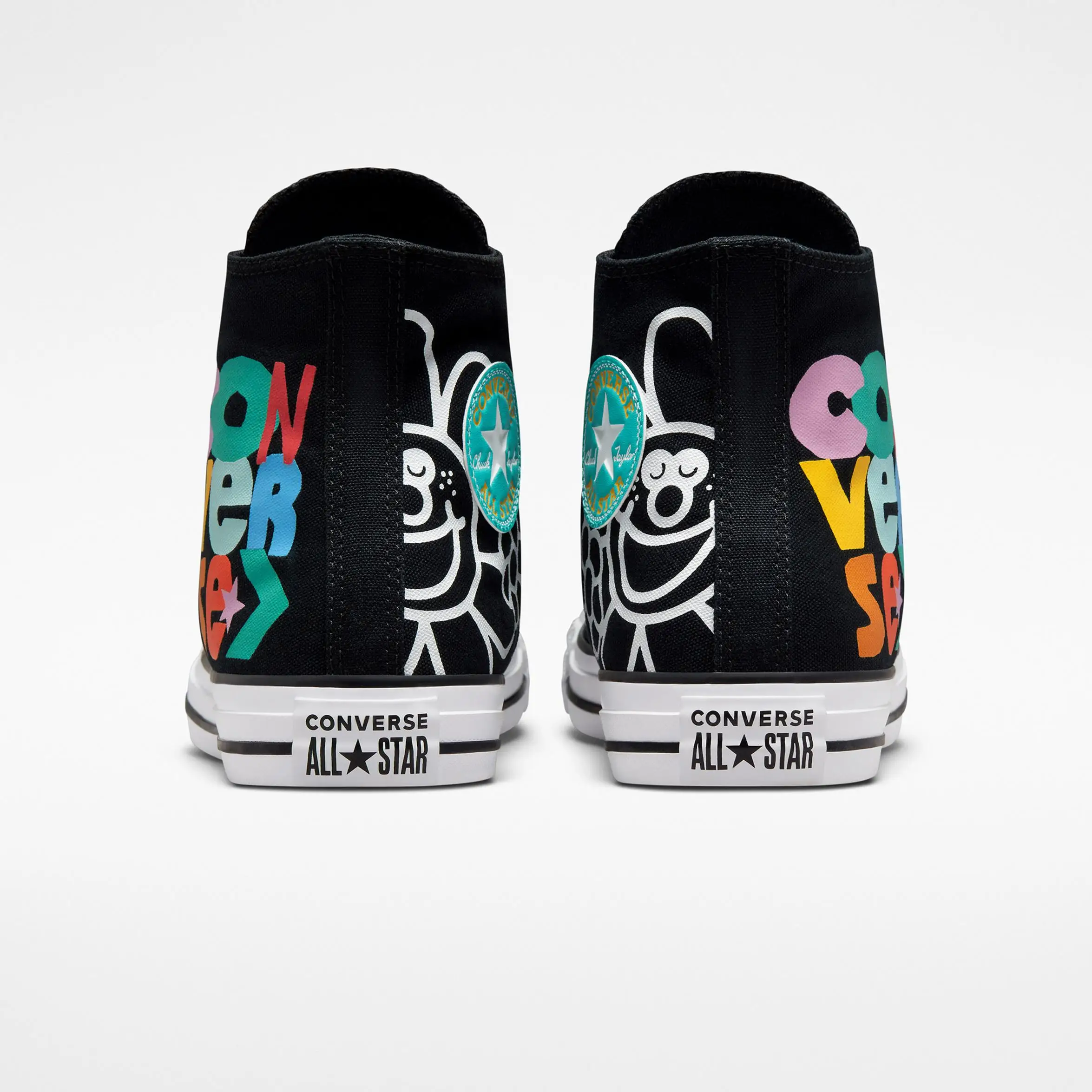 Оригинальные черные кроссовки Converse Chuck Taylor All Star с цветочным принтом Joy High унисекс