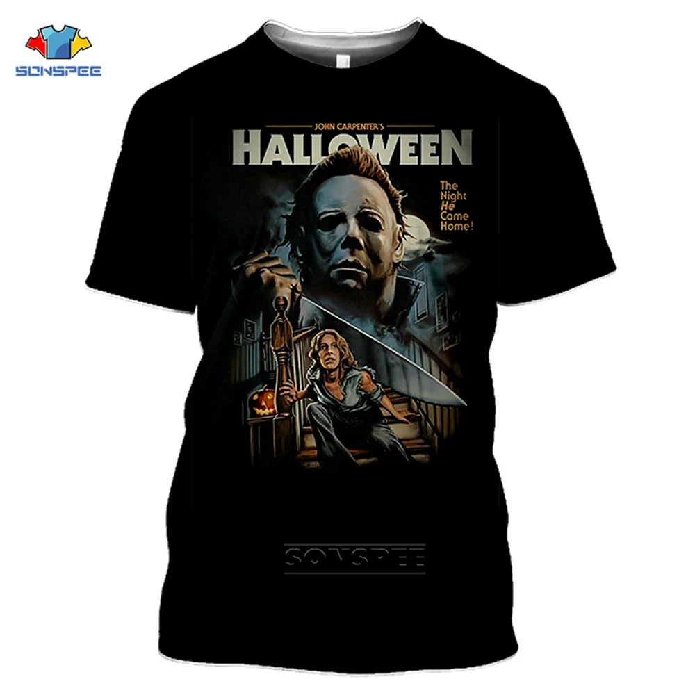 

SONSPEE Horror Friends Pennywise Michael Myers Jason Halloween T-Shirt 3d Print Summer Casual Top Short sleeve T Shirt Women Men