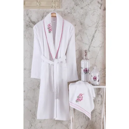 

100% Cotton 4 Piece Bathrobe Set MEN WOMEN SET FAMILY COMBINED SOFT TEXTURED CHIC DESIGN WHITE BATH TURKISH QUALITY