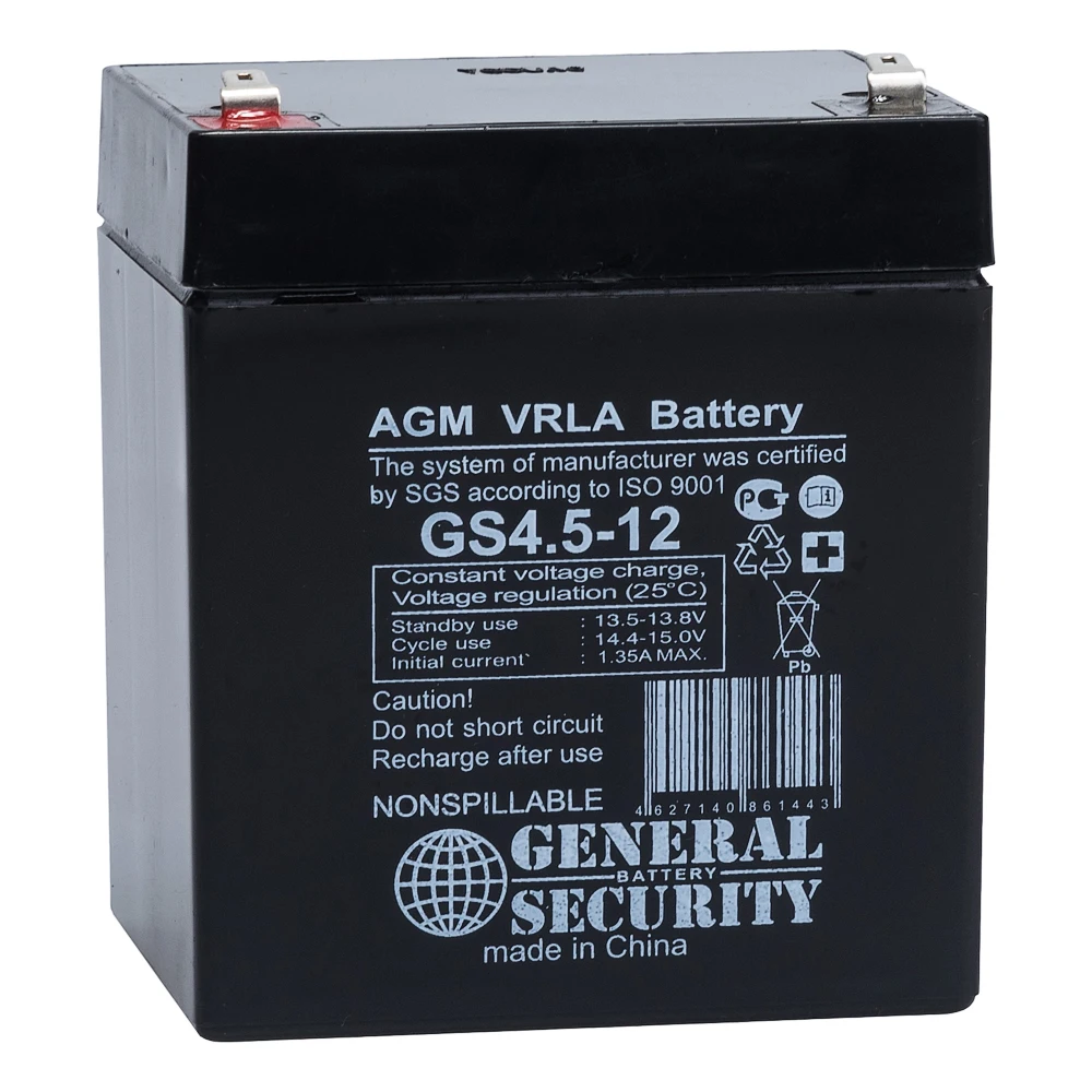 Аккумулятор General Security GS 12 вольт 4.5 Ач свинцово кислотный|Аккумуляторы| |