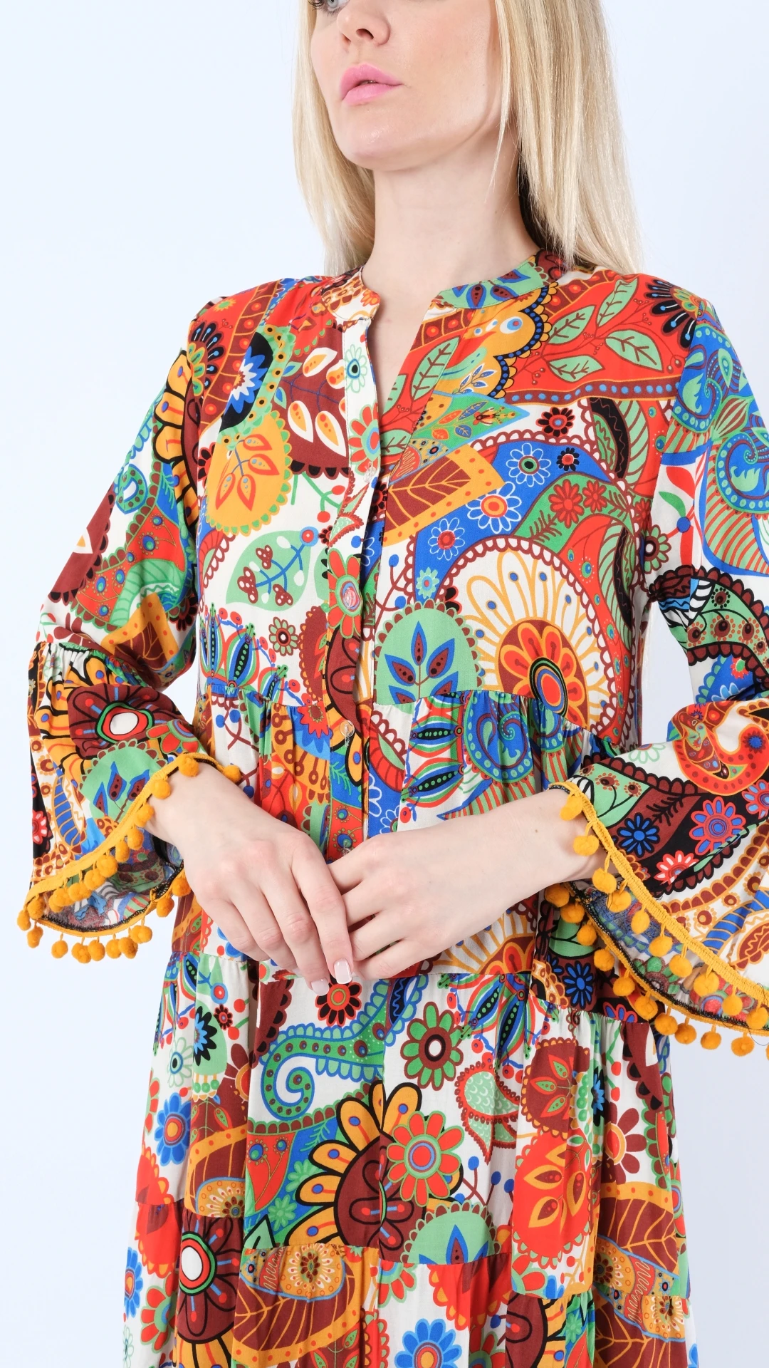 

Diaves Women Summer Fashion Floral Pattern V-Neck Woven Fabric Mini Dress