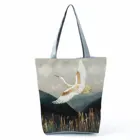 Японские Дизайнерские повседневные сумки Ukiyoe, сумка через плечо с принтом Журавля, женская сумка, вместительная сумка для покупок, переносная сумка-тоут