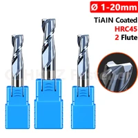 %c3%b8 1mm 20mm solid carbide tiain coated end mill 2 flute spiral router bit cnc milling cutter tool hrc45 for steel metal machining