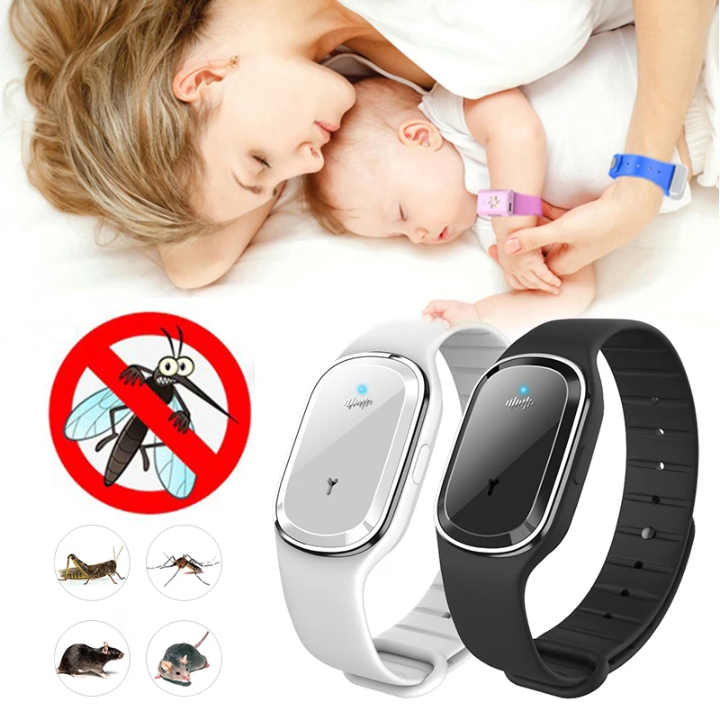 Ультразвуковой репеллент от комаров водонепроницаемый браслет