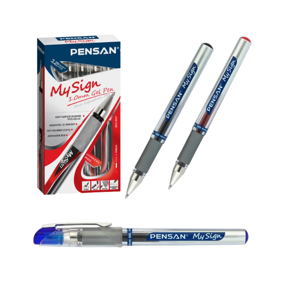 

Pensan My Sign 1mm Gel Roller 12Pcs Pens Superior Quality Red Blue Black Water Based Smooth Ink Signature Pen School Stationery