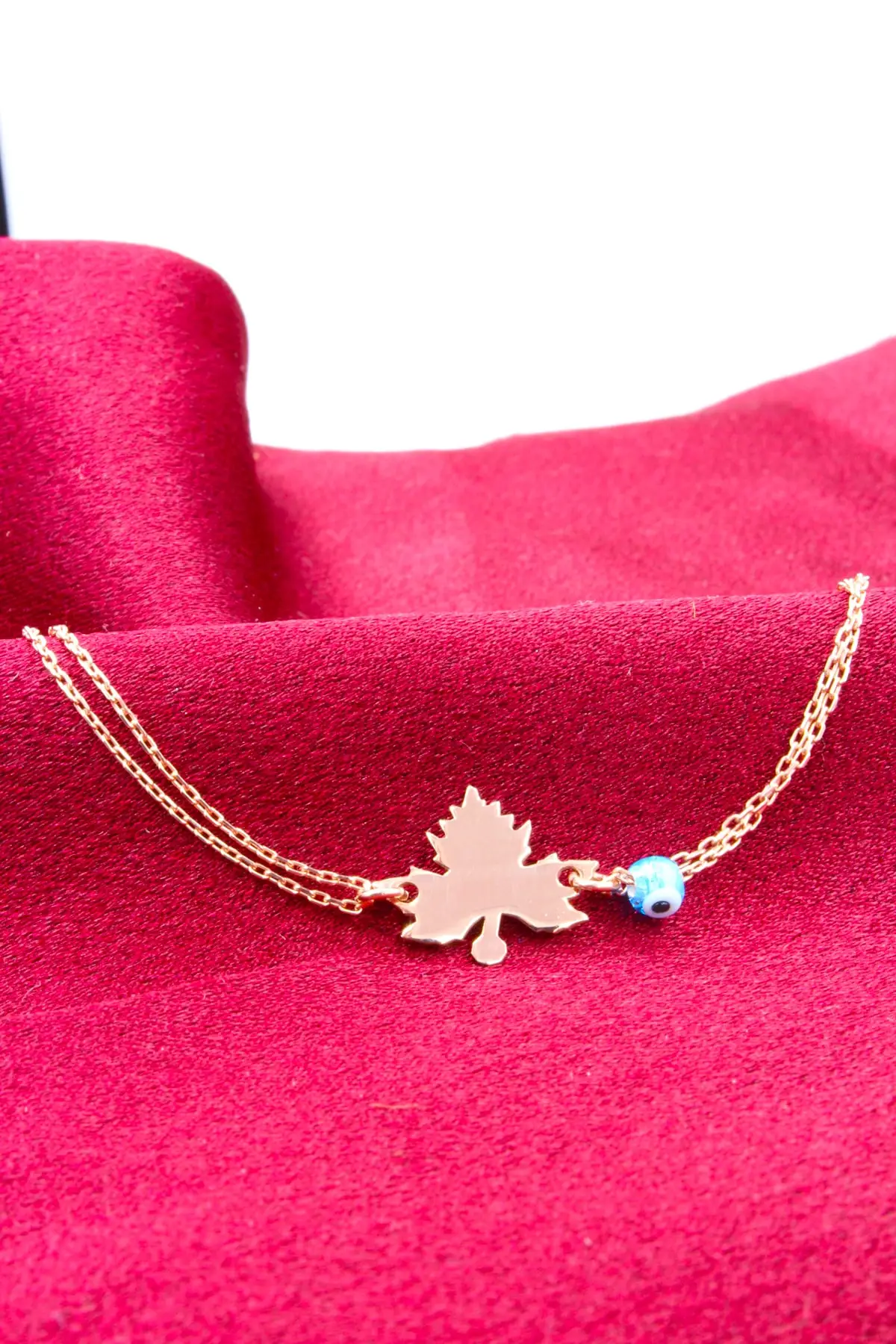 

%100 925 Silver Sterling Fashion Sycamore Leaf Sterling Wristband Bracelet Evil Eye Bead Women Gift Evil Eye Beaded Charms