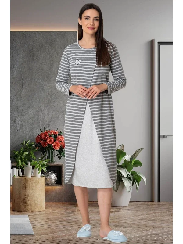 

Пижама из четырех предметов в серую полоску, ночные рубашки, комплект для новорожденных