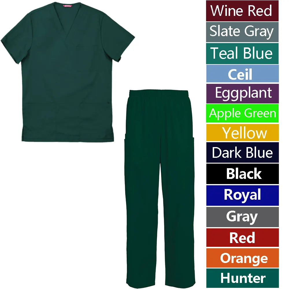 Men's Scrub Set Nursing Uniform Scrubs Set Top and Pants