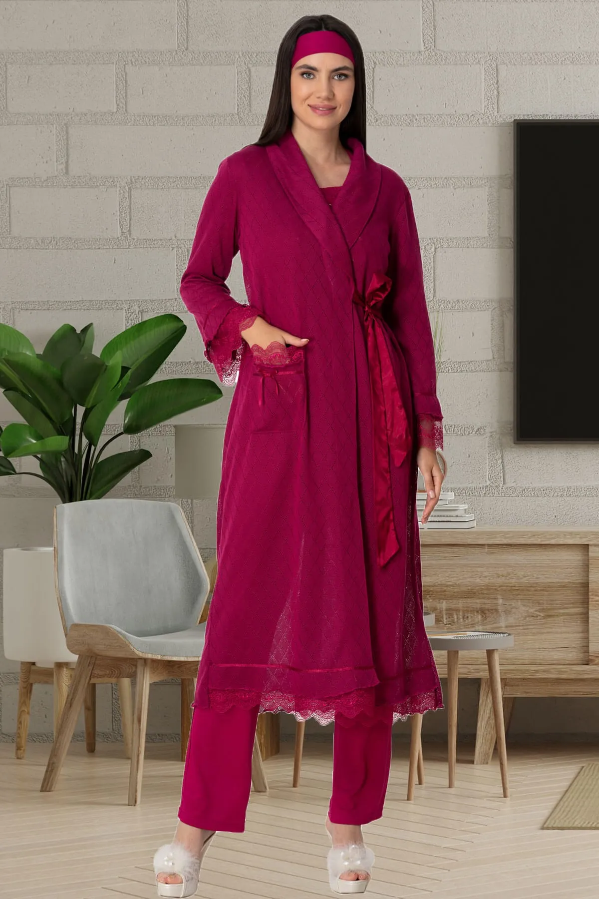 Postpartum Pajamas Set with Dressing Gown Cotton Women Postpartum Pajamas Set Maternity Clothing Women Outfits 3 Pieces enlarge