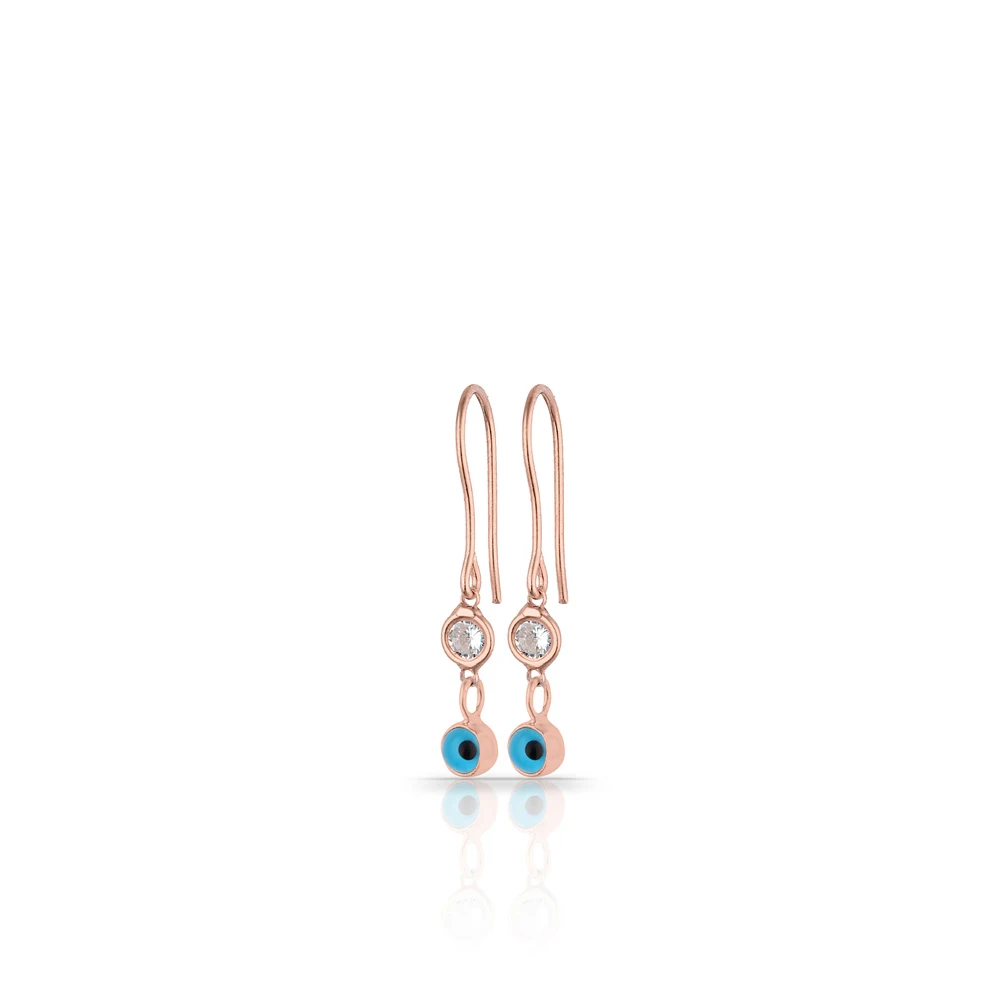 

Glossy 925 Sterling Silver Earrings Evil Eye Jewelry For Women Rose Gold Plated With Zircon Drop Earrings
